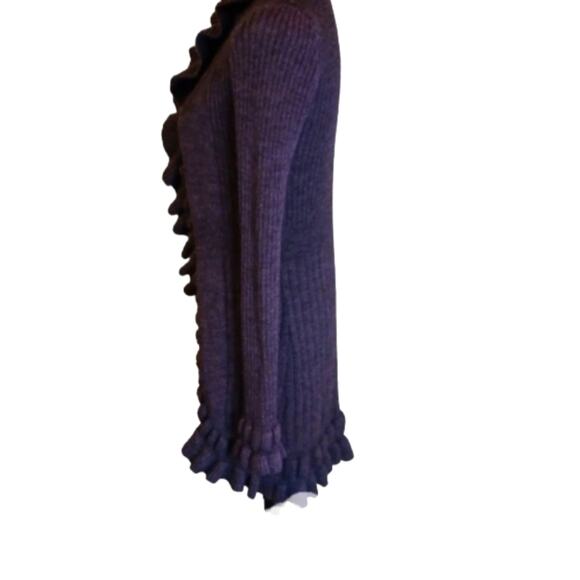 Elisabetta purple cable knit Made in Italy mohair blend ruffle cardigan.… - Picture 3 of 7